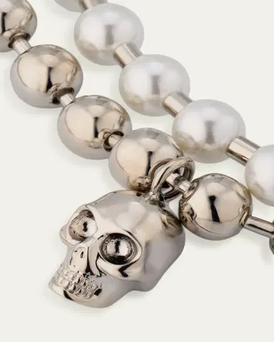 McQueen Skull and Pearly Double Chain Charm | Thumbnail 2