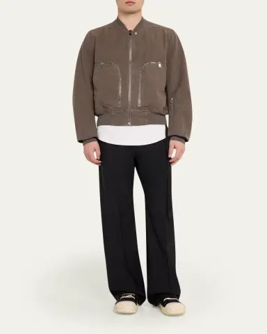 Rick Owens Men's Geth Paper Wool Wide-Leg Jeans | Thumbnail 2 Rick Owens Men's Geth Paper Wool Wide-Leg Jeans | Thumbnail 2
