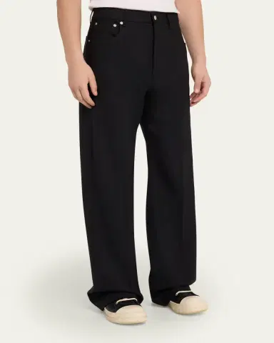 Rick Owens Men's Geth Paper Wool Wide-Leg Jeans | Thumbnail 4 Rick Owens Men's Geth Paper Wool Wide-Leg Jeans | Thumbnail 4