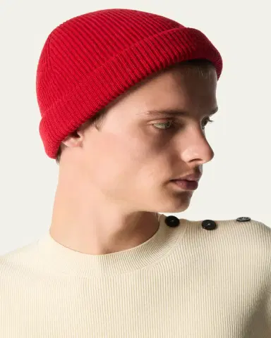 Loro Piana Men's Sloop Wool Ribbed Beanie Hat | Thumbnail 3