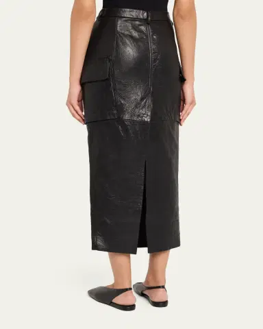 Rick Owens Firbanks Leather Midi Cargo Skirt | Thumbnail 3 Rick Owens Firbanks Leather Midi Cargo Skirt | Thumbnail 3
