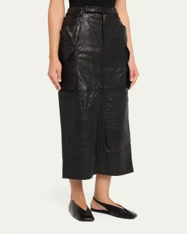 Rick Owens Firbanks Leather Midi Cargo Skirt | Thumbnail 4 Rick Owens Firbanks Leather Midi Cargo Skirt | Thumbnail 4