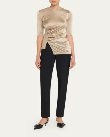 Giorgio Armani Draped Jersey Short-Sleeve Top | Thumbnail 2