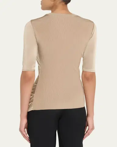 Giorgio Armani Draped Jersey Short-Sleeve Top | Thumbnail 3