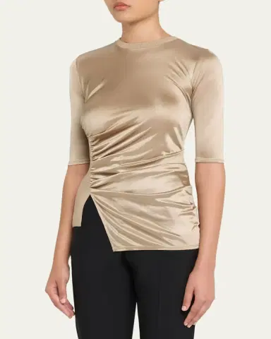 Giorgio Armani Draped Jersey Short-Sleeve Top | Thumbnail 4