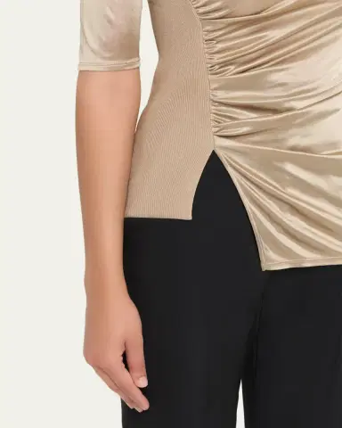 Giorgio Armani Draped Jersey Short-Sleeve Top | Thumbnail 5
