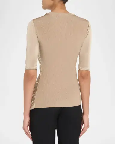 Giorgio Armani Draped Jersey Short-Sleeve Top | Thumbnail 7