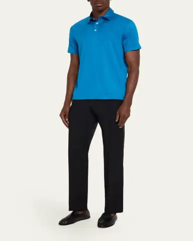 Giorgio Armani Men's Silk and Cotton Polo Shirt | Thumbnail 2 Giorgio Armani Men's Silk and Cotton Polo Shirt | Thumbnail 2