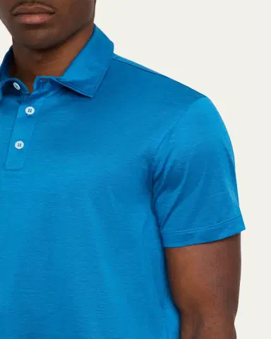 Giorgio Armani Men's Silk and Cotton Polo Shirt | Thumbnail 5 Giorgio Armani Men's Silk and Cotton Polo Shirt | Thumbnail 5