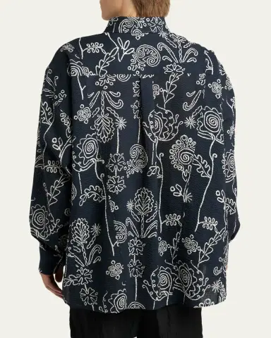 Giorgio Armani Men's Textured Cotton Linework Button-Down Shirt | Thumbnail 3