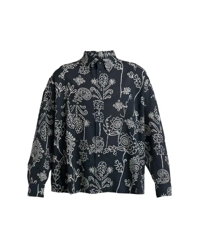 Men's Textured Cotton Linework Button-Down Shirt