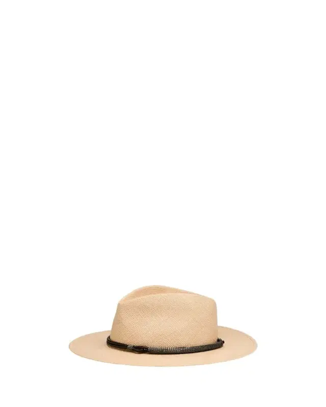 Straw Fedora with Precious Leather Band