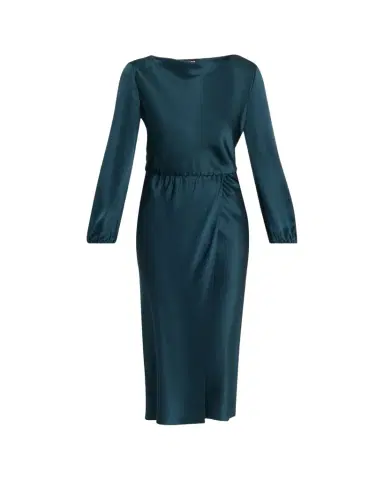 Giorgio Armani High-Neck Long-Sleeve Satin Midi Dress | Thumbnail 1