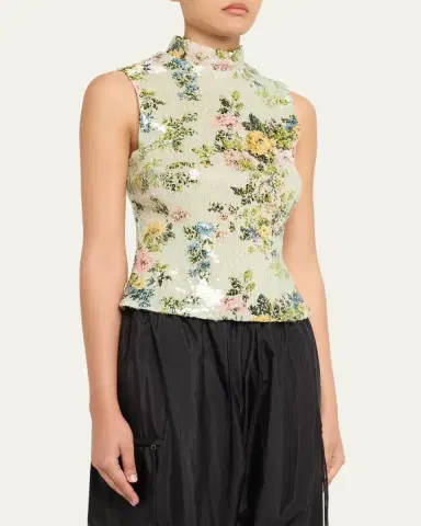 Brandon Maxwell The Piper Floral Paillette Top | Thumbnail 4 Brandon Maxwell The Piper Floral Paillette Top | Thumbnail 4
