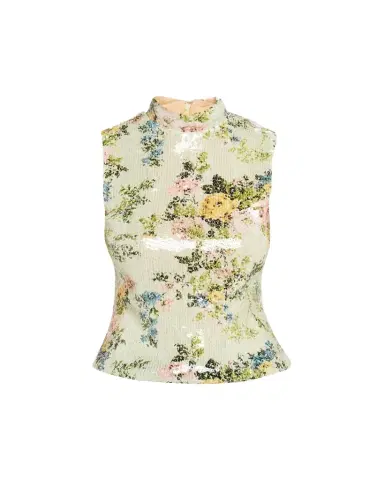Brandon Maxwell The Piper Floral Paillette Top | Thumbnail 1 Brandon Maxwell The Piper Floral Paillette Top | Thumbnail 1