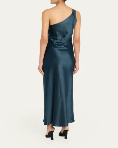 Giorgio Armani One-Shoulder Shimmering Satin Ankle Dress | Thumbnail 3 Giorgio Armani One-Shoulder Shimmering Satin Ankle Dress | Thumbnail 3