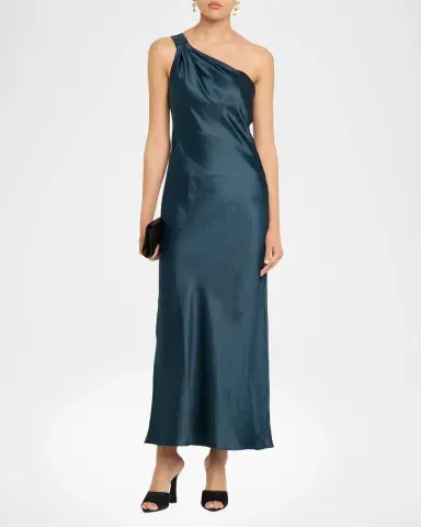 Giorgio Armani One-Shoulder Shimmering Satin Ankle Dress | Thumbnail 6 Giorgio Armani One-Shoulder Shimmering Satin Ankle Dress | Thumbnail 6