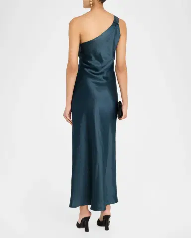 Giorgio Armani One-Shoulder Shimmering Satin Ankle Dress | Thumbnail 7 Giorgio Armani One-Shoulder Shimmering Satin Ankle Dress | Thumbnail 7
