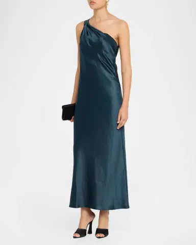 Giorgio Armani One-Shoulder Shimmering Satin Ankle Dress | Thumbnail 8 Giorgio Armani One-Shoulder Shimmering Satin Ankle Dress | Thumbnail 8