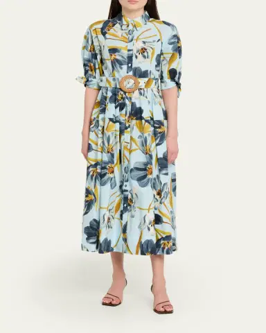Cara Cara Caro Printed Short-Sleeve Midi Dress | Thumbnail 2 Cara Cara Caro Printed Short-Sleeve Midi Dress | Thumbnail 2