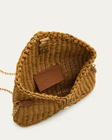 Saint Laurent Cassandre YSL Woven Raffia Shoulder Bag Pouch Bag | Thumbnail 4 Saint Laurent Cassandre YSL Woven Raffia Shoulder Bag Pouch Bag | Thumbnail 4