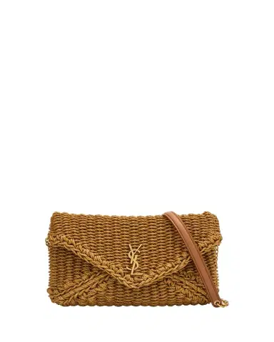 Saint Laurent Cassandre YSL Woven Raffia Shoulder Bag Pouch Bag | Thumbnail 1 Saint Laurent Cassandre YSL Woven Raffia Shoulder Bag Pouch Bag | Thumbnail 1