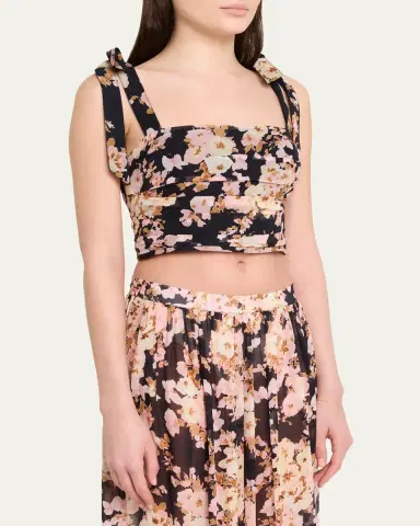 Cara Cara Daria Printed Silk Crop Top | Thumbnail 4
