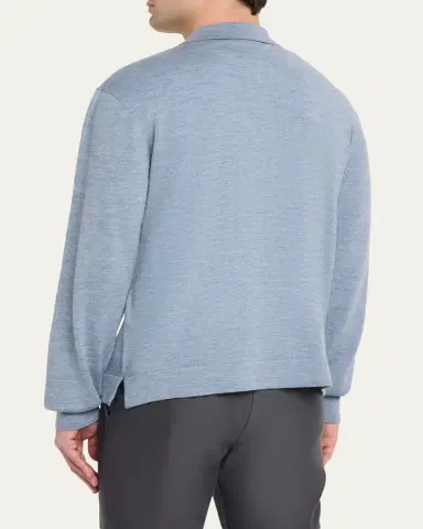 OFFICINE GÉNÉRALE Men's Bene Merino Wool Quarter-Zip Polo Sweater | Thumbnail 3