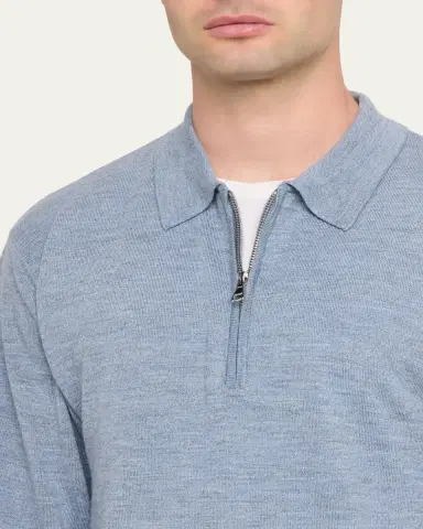 OFFICINE GÉNÉRALE Men's Bene Merino Wool Quarter-Zip Polo Sweater | Thumbnail 5