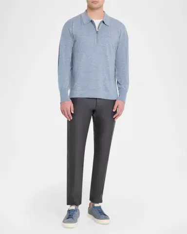 OFFICINE GÉNÉRALE Men's Bene Merino Wool Quarter-Zip Polo Sweater | Thumbnail 6