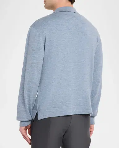 OFFICINE GÉNÉRALE Men's Bene Merino Wool Quarter-Zip Polo Sweater | Thumbnail 7
