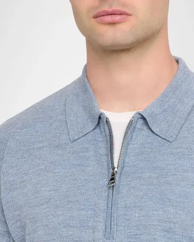 OFFICINE GÉNÉRALE Men's Bene Merino Wool Quarter-Zip Polo Sweater | Thumbnail 9
