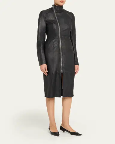 Rick Owens Gary Leather Asymmetric Zip Coat | Thumbnail 4 Rick Owens Gary Leather Asymmetric Zip Coat | Thumbnail 4