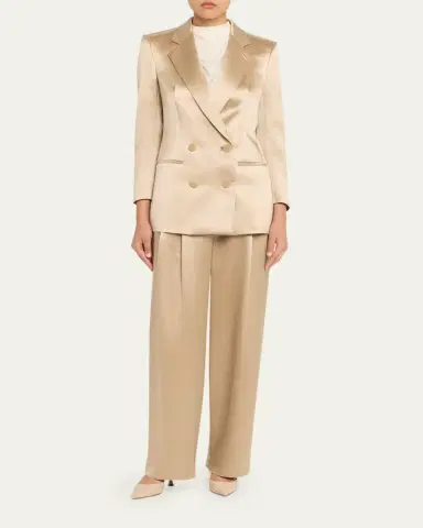 Giorgio Armani Pleated Satin Straight-Leg Pants | Thumbnail 2 Giorgio Armani Pleated Satin Straight-Leg Pants | Thumbnail 2