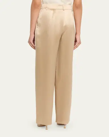 Giorgio Armani Pleated Satin Straight-Leg Pants | Thumbnail 3 Giorgio Armani Pleated Satin Straight-Leg Pants | Thumbnail 3