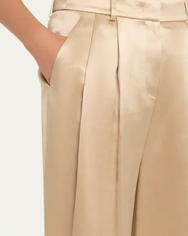Giorgio Armani Pleated Satin Straight-Leg Pants | Thumbnail 5 Giorgio Armani Pleated Satin Straight-Leg Pants | Thumbnail 5