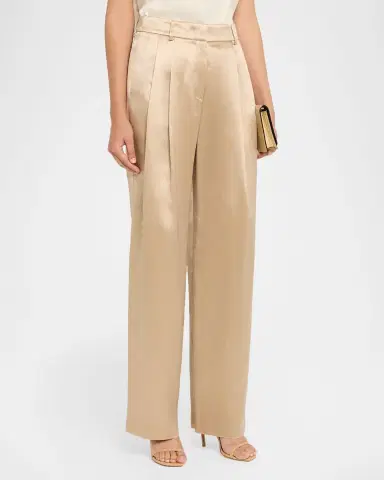Giorgio Armani Pleated Satin Straight-Leg Pants | Thumbnail 8 Giorgio Armani Pleated Satin Straight-Leg Pants | Thumbnail 8