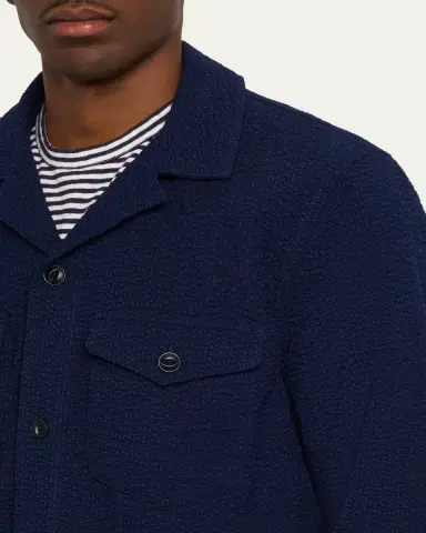 OFFICINE GÉNÉRALE Men's Jean-Baptiste Seersucker Cotton Shirt Jacket | Thumbnail 5 OFFICINE GÉNÉRALE Men's Jean-Baptiste Seersucker Cotton Shirt Jacket | Thumbnail 5