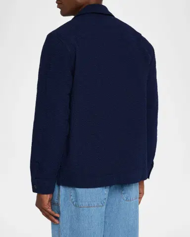 OFFICINE GÉNÉRALE Men's Jean-Baptiste Seersucker Cotton Shirt Jacket | Thumbnail 7 OFFICINE GÉNÉRALE Men's Jean-Baptiste Seersucker Cotton Shirt Jacket | Thumbnail 7