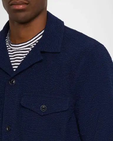 OFFICINE GÉNÉRALE Men's Jean-Baptiste Seersucker Cotton Shirt Jacket | Thumbnail 9 OFFICINE GÉNÉRALE Men's Jean-Baptiste Seersucker Cotton Shirt Jacket | Thumbnail 9