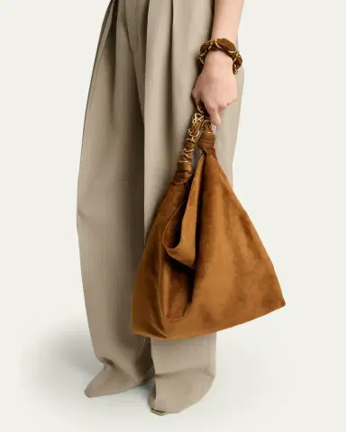 Saint Laurent YSL Chain-Embellished Suede Shoulder Bag | Thumbnail 2 Saint Laurent YSL Chain-Embellished Suede Shoulder Bag | Thumbnail 2