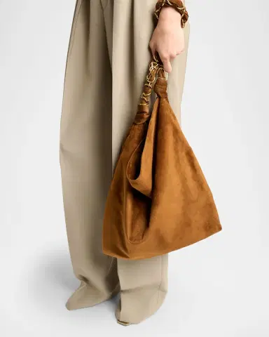 Saint Laurent YSL Chain-Embellished Suede Shoulder Bag | Thumbnail 6 Saint Laurent YSL Chain-Embellished Suede Shoulder Bag | Thumbnail 6