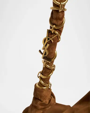 Saint Laurent YSL Chain-Embellished Suede Shoulder Bag | Thumbnail 10 Saint Laurent YSL Chain-Embellished Suede Shoulder Bag | Thumbnail 10