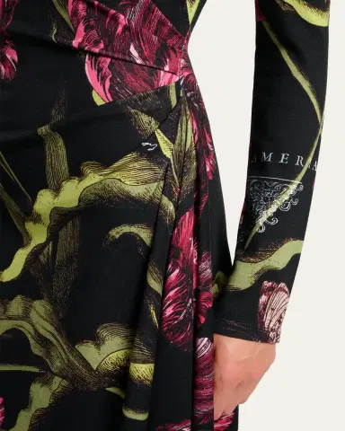 Erdem Floral Long-Sleeve Draped Midi Dress | Thumbnail 5 Erdem Floral Long-Sleeve Draped Midi Dress | Thumbnail 5