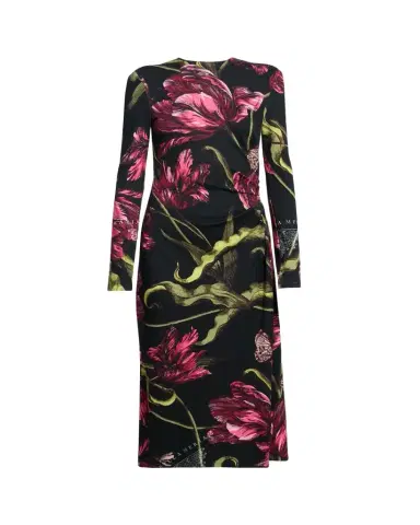 Erdem Floral Long-Sleeve Draped Midi Dress | Thumbnail 1 Erdem Floral Long-Sleeve Draped Midi Dress | Thumbnail 1