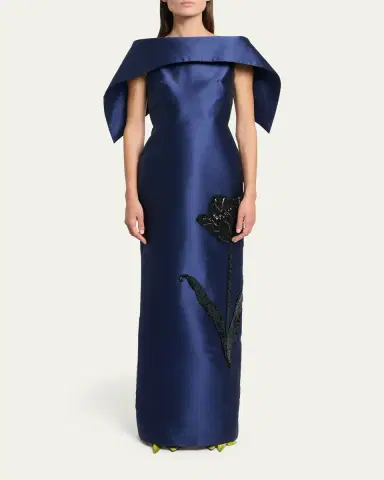 Erdem Tulip Embroidered Off-The-Shoulder Satin Gown | Thumbnail 2 Erdem Tulip Embroidered Off-The-Shoulder Satin Gown | Thumbnail 2