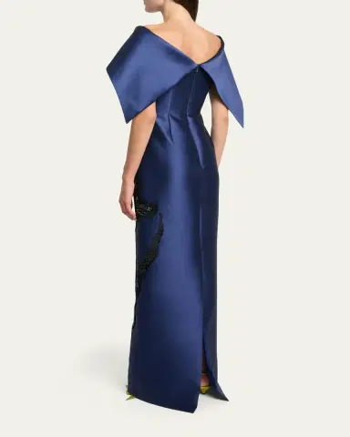 Erdem Tulip Embroidered Off-The-Shoulder Satin Gown | Thumbnail 3 Erdem Tulip Embroidered Off-The-Shoulder Satin Gown | Thumbnail 3