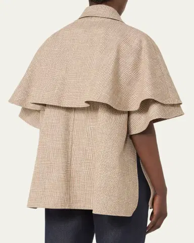 Max Mara Glen Plaid Cotton Cloak with Leather Belt | Thumbnail 3 Max Mara Glen Plaid Cotton Cloak with Leather Belt | Thumbnail 3
