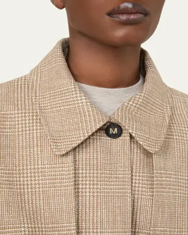 Max Mara Glen Plaid Cotton Cloak with Leather Belt | Thumbnail 5 Max Mara Glen Plaid Cotton Cloak with Leather Belt | Thumbnail 5