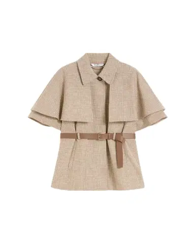 Max Mara Glen Plaid Cotton Cloak with Leather Belt | Thumbnail 1 Max Mara Glen Plaid Cotton Cloak with Leather Belt | Thumbnail 1
